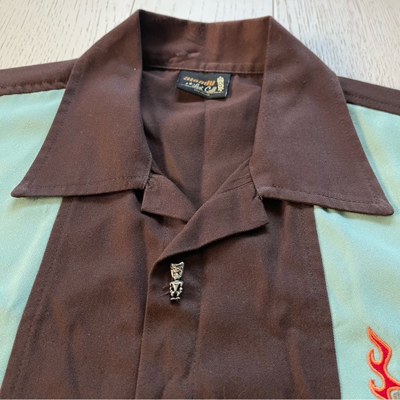 Vintage 90s Y2K steady last call mens retro tiki theme embroidered bowling shirt - Picture 5 of 13